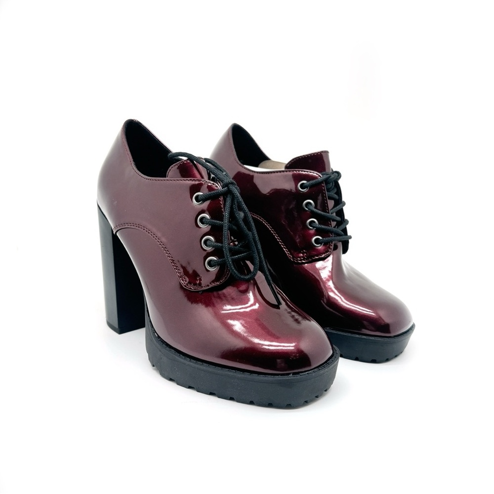 Wild Pair Darlaa Lace-Up Oxford Platform Pump Burgundy Size 8.5 - Picture 3 of 11
